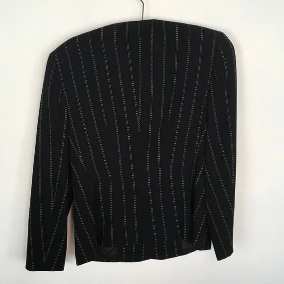 Escada Black Pinstripe Blazer with Gold Buttons - Picture 3 of 6